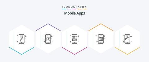 Mobile Apps 25 Line icon pack including mobile. calendar. ui. app. interaction vector