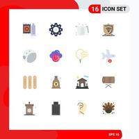 User Interface Pack of 16 Basic Flat Colors of power moon jug backside protect Editable Pack of Creative Vector Design Elements