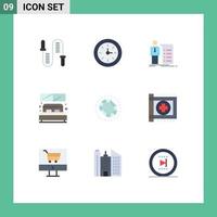 Set of 9 Modern UI Icons Symbols Signs for fashion room business hotel presentation Editable Vector Design Elements