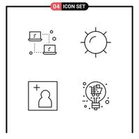 Mobile Interface Line Set of 4 Pictograms of computing picture transfer weather sale idea Editable Vector Design Elements