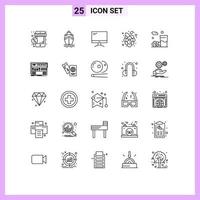 Pictogram Set of 25 Simple Lines of drink vine computer grapes pc Editable Vector Design Elements