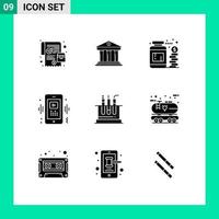 9 iconos creativos signos y símbolos modernos de dinero de video móvil ahorro inteligente elementos de diseño vectorial editables vector