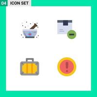 4 Thematic Vector Flat Icons and Editable Symbols of bowl beach natural delivery transportation Editable Vector Design Elements