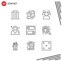 9 Thematic Vector Outlines and Editable Symbols of toggle preferences education world map Editable Vector Design Elements