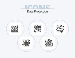 paquete de iconos de línea de protección de datos 5 diseño de iconos. . datos. seguridad. nube. seguridad vector