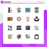 Flat Color Filled Line Pack of 16 Universal Symbols of help furniture player desk mobile Editable Creative Vector Design Elements