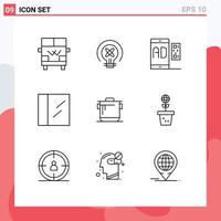Pack of 9 creative Outlines of rice cooker ad drug mobile Editable Vector Design Elements