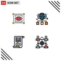 paquete de iconos de vector de stock de 4 signos y símbolos de línea para elementos de diseño de vector editable de dólar de enlace de ojo de archivo visual