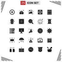 Pack of 25 creative Solid Glyphs of watch development mouse computer success Editable Vector Design Elements