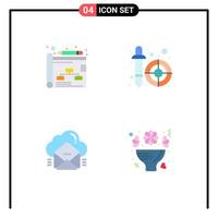 Pack of 4 Modern Flat Icons Signs and Symbols for Web Print Media such as business email color picker pipette message Editable Vector Design Elements