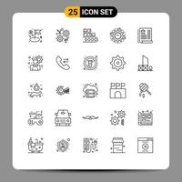 25 iconos creativos signos y símbolos modernos de procesamiento de proyectos gestión empresarial producción elementos de diseño vectorial editables vector