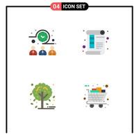 Group of 4 Modern Flat Icons Set for meeting autumn workers paper tree Editable Vector Design Elements