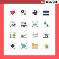 Universal Icon Symbols Group of 16 Modern Flat Colors of communication user lock meeting grid Editable Pack of Creative Vector Design Elements