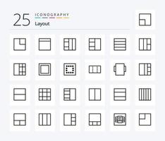 Layout 25 Line icon pack including scale. table. minimize. price. layout vector