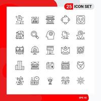 25 Universal Lines Set for Web and Mobile Applications arch electric market shape path Editable Vector Design Elements