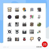 paquete de iconos de vector de stock de 25 signos y símbolos de línea para análisis estadístico elementos de diseño de vector editables de bloc de notas de mapa novedoso