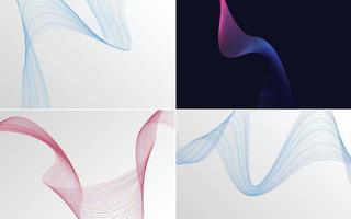 Enhance your presentation with this set of 4 geometric wave backgrounds vector