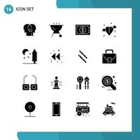 Pictogram Set of 16 Simple Solid Glyphs of night sic money heart break Editable Vector Design Elements