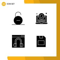 4 Creative Icons Modern Signs and Symbols of lock chat secure refresh contact us Editable Vector Design Elements