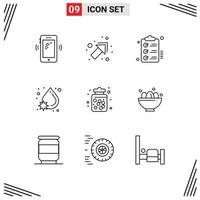 Pack of 9 Modern Outlines Signs and Symbols for Web Print Media such as candy drop checklist blood todo Editable Vector Design Elements