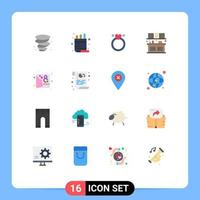 16 Flat Color concept for Websites Mobile and Apps female card merraige kitchen eat Editable Pack of Creative Vector Design Elements