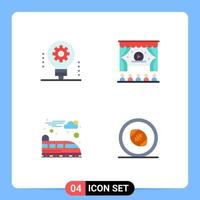 Modern Set of 4 Flat Icons and symbols such as ai suburban light bulb ad football Editable Vector Design Elements