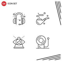 4 Thematic Vector Filledline Flat Colors and Editable Symbols of communications eye headphone day of Editable Vector Design Elements