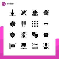 Solid Glyph Pack of 16 Universal Symbols of set devices champagne place signs Editable Vector Design Elements