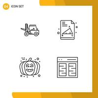 Stock Vector Icon Pack of 4 Line Signs and Symbols for lifter pumpkin transport exam paper columns Editable Vector Design Elements