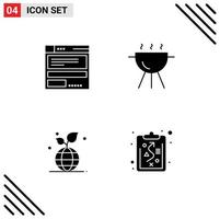 Set of 4 Modern UI Icons Symbols Signs for file friendly code cook clipboard Editable Vector Design Elements