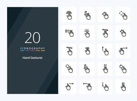 20 Hand Gestures Outline icon for presentation vector