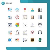 25 User Interface Flat Color Pack of modern Signs and Symbols of face avatar cloud plain insignia Editable Vector Design Elements