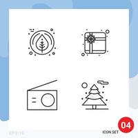 Set of 4 Vector Filledline Flat Colors on Grid for leaf radio box appliances plant Editable Vector Design Elements