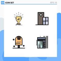 Mobile Interface Filledline Flat Color Set of 4 Pictograms of award structure prize building done Editable Vector Design Elements