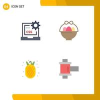 4 Thematic Vector Flat Icons and Editable Symbols of code amanas comosus develop egg summer Editable Vector Design Elements