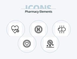 Pharmacy Elements Line Icon Pack 5 Icon Design. pills. medical. chat. health. lab vector