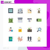 Modern Set of 16 Flat Colors Pictograph of interface game ruler football growth Editable Pack of Creative Vector Design Elements