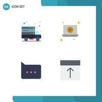 4 Universal Flat Icons Set for Web and Mobile Applications internet comment web server video grid Editable Vector Design Elements