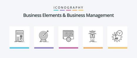 Business Elements And Business Managment Line 5 Icon Pack Including foretelling. algorithm. dimensional. solution. idea. Creative Icons Design vector