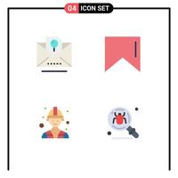 Set of 4 Vector Flat Icons on Grid for envelope antivirus party builder find Editable Vector Design Elements