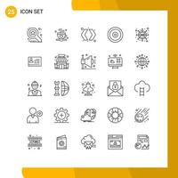 Line Pack of 25 Universal Symbols of marketing web arrows target mobile Editable Vector Design Elements