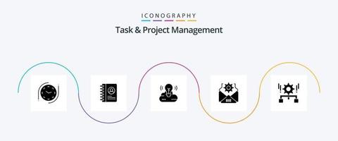 Task And Project Management Glyph 5 Icon Pack Including . setting . mail . creative campaign vector