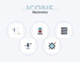 paquete de iconos planos de electrónica 5 diseño de iconos. . red. USB. servidores. vocero vector