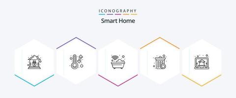 Smart Home 25 Line icon pack including home. recycle bin. bath. basket. washroom vector