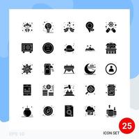 25 User Interface Solid Glyph Pack of modern Signs and Symbols of medicine pointer bird map eye Editable Vector Design Elements