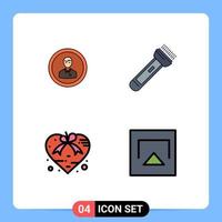 Modern Set of 4 Filledline Flat Colors and symbols such as avatar flash man user hiking Editable Vector Design Elements