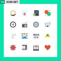 Pack of 16 Modern Flat Colors Signs and Symbols for Web Print Media such as maps support computers service help Editable Pack of Creative Vector Design Elements