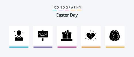 Easter Glyph 5 Icon Pack Including easter. celebration. holiday. heart. nature. Creative Icons Design vector