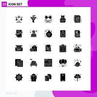 Universal Icon Symbols Group of 25 Modern Solid Glyphs of document wedding black friday loving hearts Editable Vector Design Elements