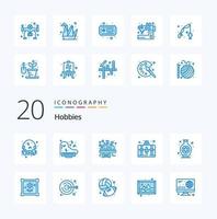 20 Hobbies Blue Color icon Pack like hobby vase pincushion hobby bag vector